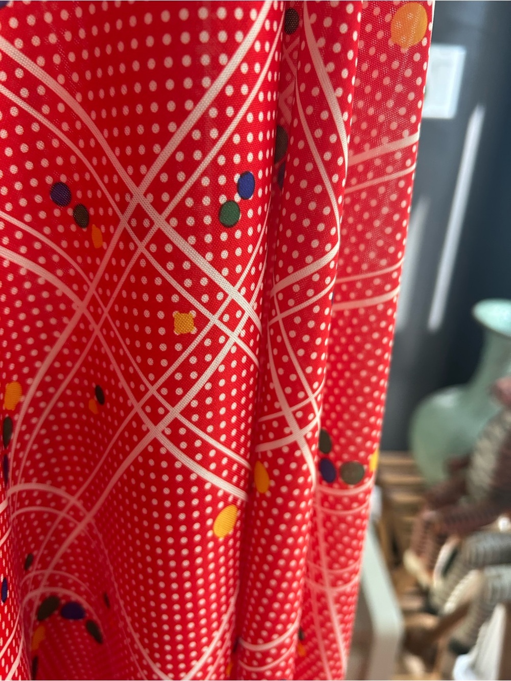 Vintage Pertini Montreal Red Maxi Skirt Geometric Print Made in Canada S - Picture 6 of 11